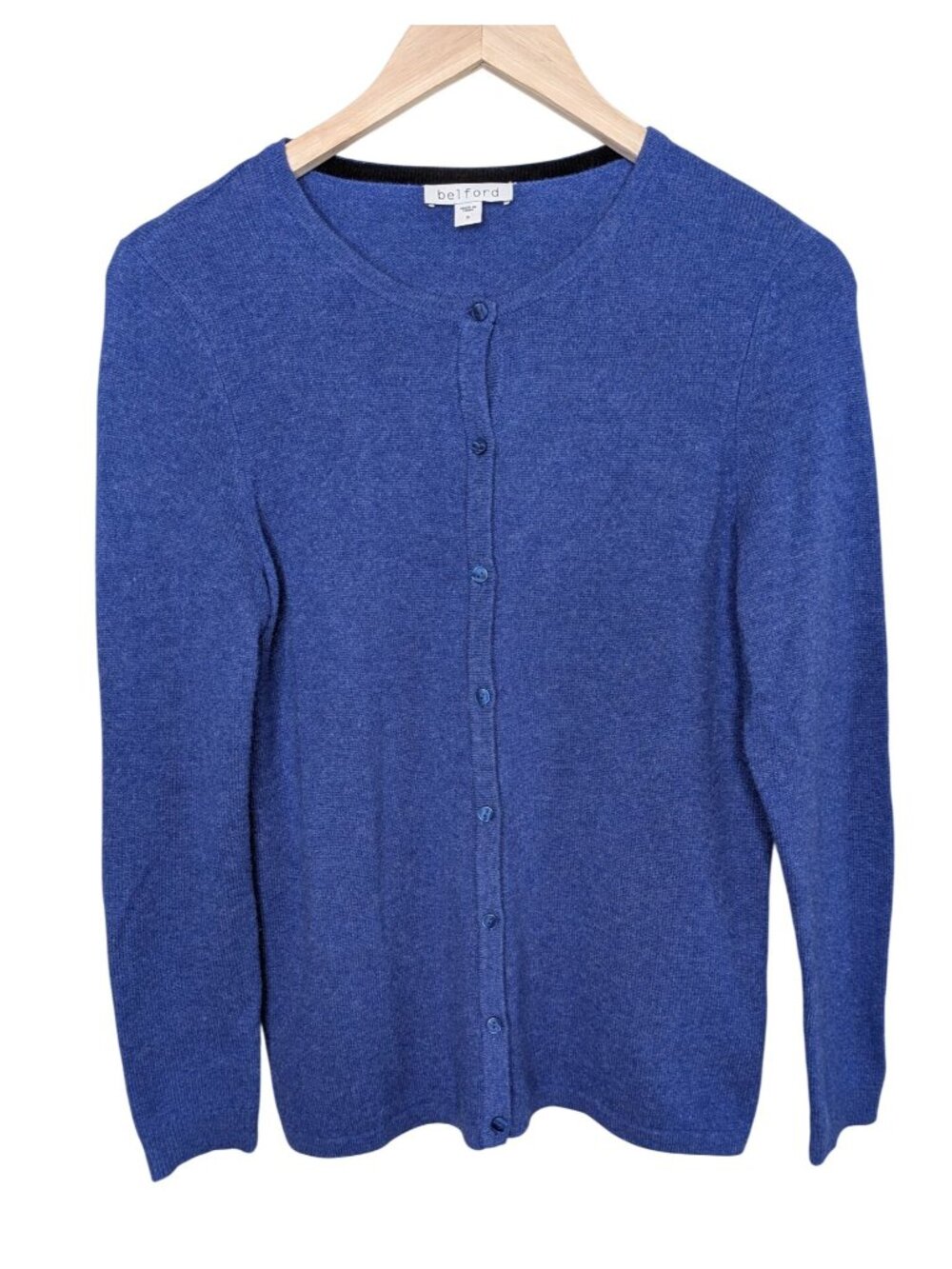 Belford Blue Button-Front twinset Cashmere Classic Cardigan Size Small